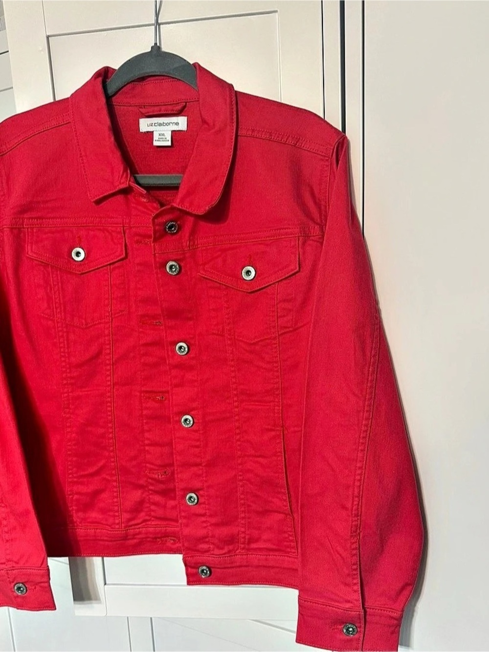 Liz Claiborne Red Denim Trucker Jacket Women's Pink Jacket XXL NWT